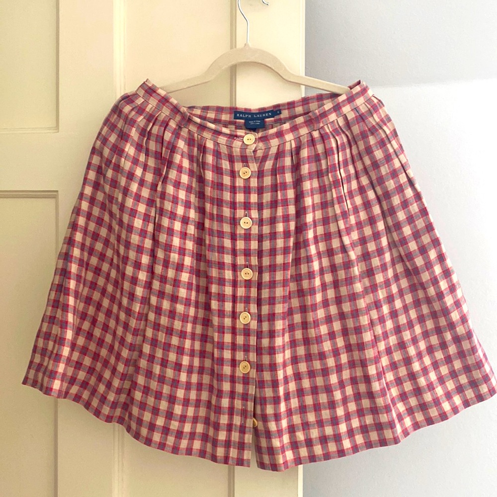 Ralph Lauren linen check skirt. Size 6